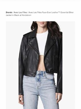 Avec Les Filles Faux-Ever vegan Leather™ Essential Biker Jacket in Black size XL